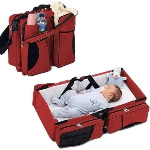 Multi-purpose Baby Bag & Bed - Red