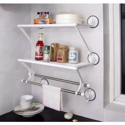 Double Layer Double Rods Wall Shelf