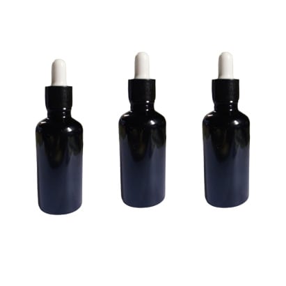 Black Glass Bottle With Dropper - 12 Bottles - 50ml
