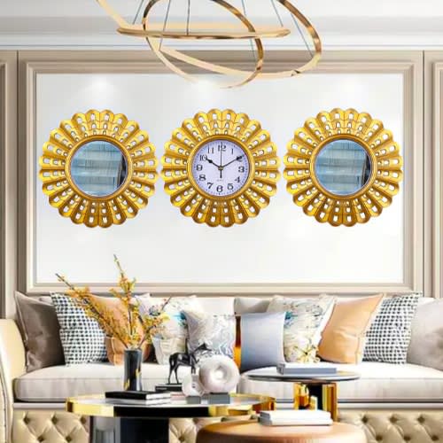3-in-1 Clock & Mirrors Set