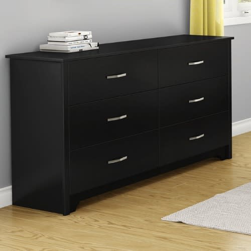 Sb  6 Drawer Double Dresser - Black