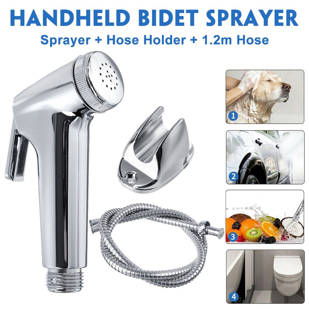 Toilet Bathroom ABS Home Hand Held Bidet Sprayer Set 1.2m Stainless Steel Hose Sprayer+ Hose Holder