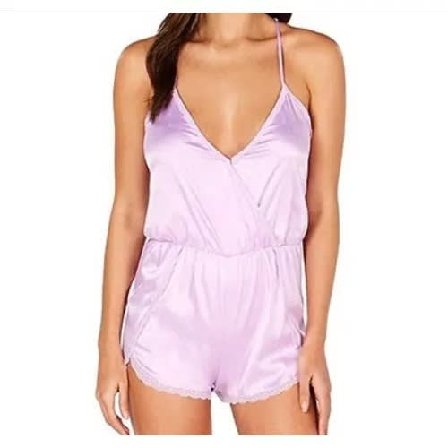 Satin Lace-trimmed Jacquard Pajama Romper -  Ditsy Daisy