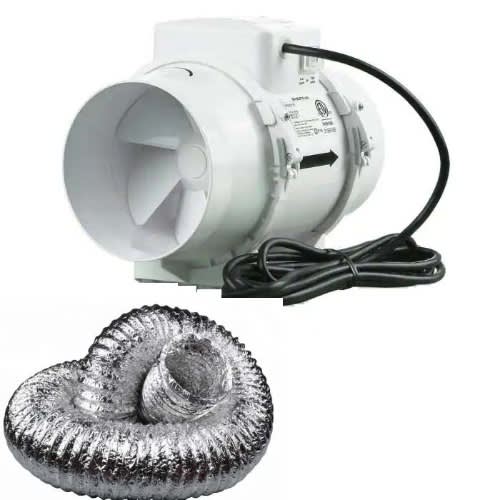 100mm Mixed Flow In-line Duct Exhaust Fan With 5.5 Meter Air Duct Hose