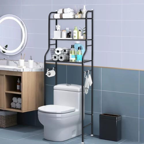 Multipurpose Over The Toilet Rack And Bathroom Organizer - Black