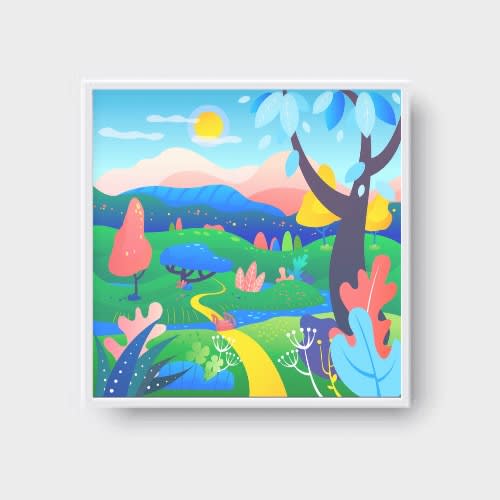 Wall Art Digital Print Landscape 20&rdquo; By 20&rdquo; - Ready To Hang Plain White Glass Frame 0035