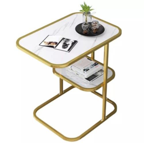 Snack Side Table Stool With Storage Shelf