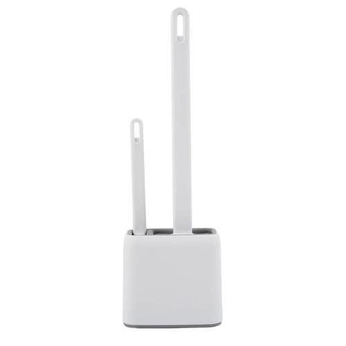 Silicone Double Toilet Brush - White