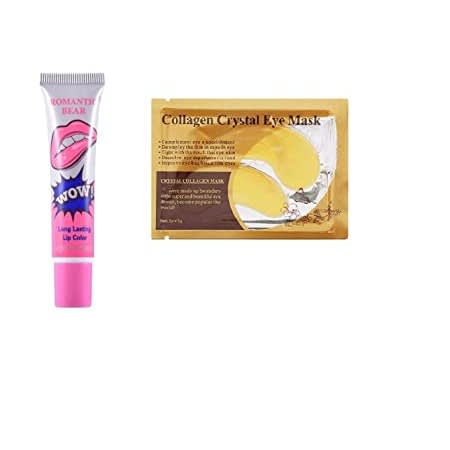 Rose Pink Wow Long Lasting Lip Gloss + Collagen Gold Eye Mask
