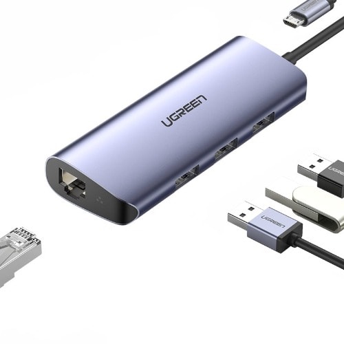 Usb-c To 3xusb 3.0+rj45+usb-c Multifunction Adapter