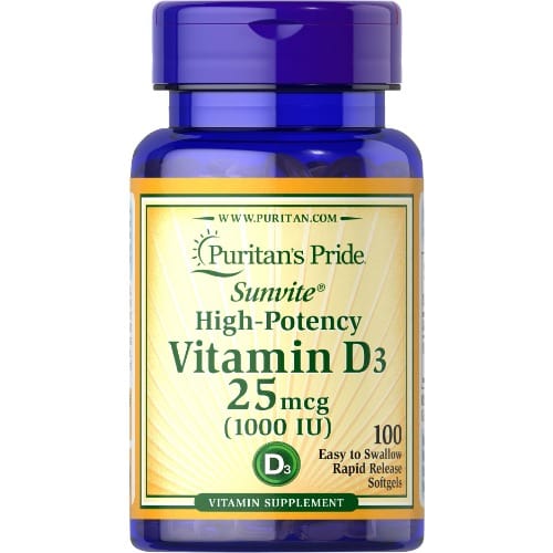High Potency Vitamin D3 25mcg 1000IU - 100 Softgels
