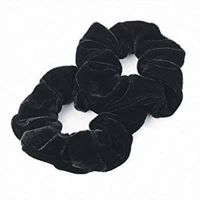 Black Velvet Hair Scrunchies - Pack Of 2
