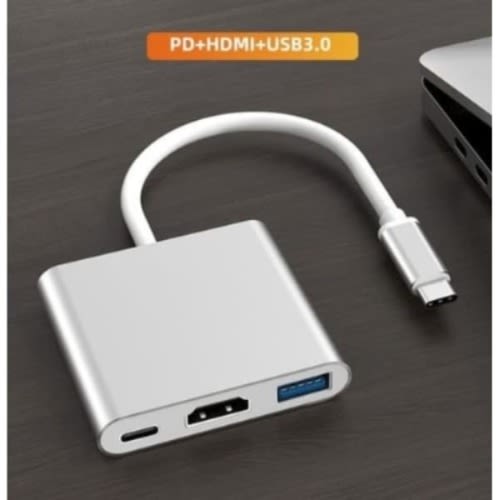 Usb Type C Hub Hdmi 4k Adapter Converter With Usb 3.0 And Charging Port - 3in1 - Silver