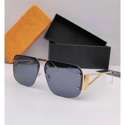 Rimless Frames Square Shades - Gold Frame Dark Grey Lens