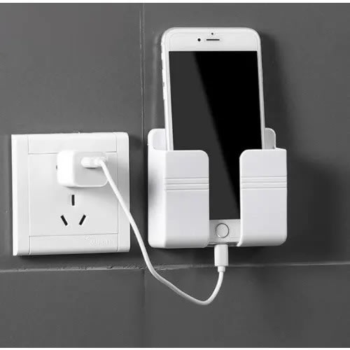 Wall Mount Cell Phone Charger Holder And Remote Organizer