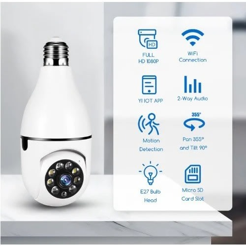 Indoor Wifi Ptz Bulb Camera With Internet Access
