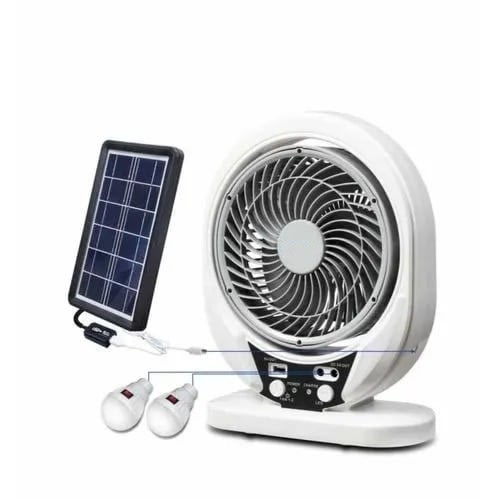 3 In 1 Solar Rechargeable Table Fan With Panel - 7''