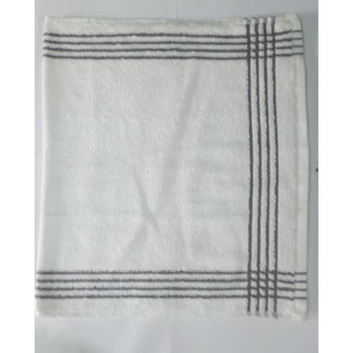 100% Cotton Travel Towel - 16" X 27" - White With Black Stripe
