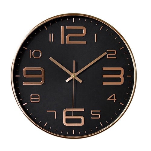 Letter Wall Clock -Round -   Gold Frame  -  12"