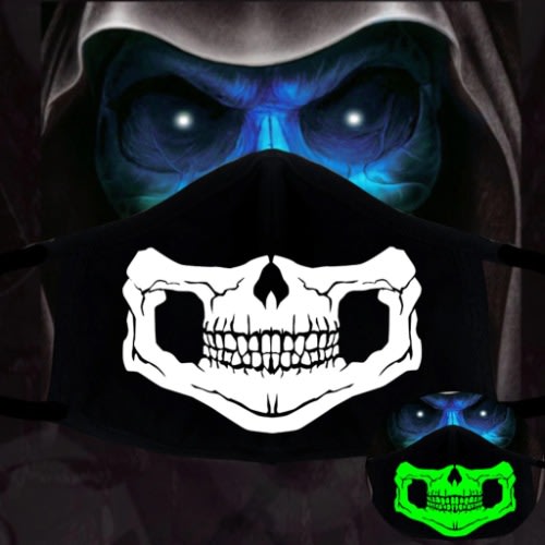 Pm 2.5 Dustproof Luminous Face Mask With Horror Skull Face - Grin Smile Style