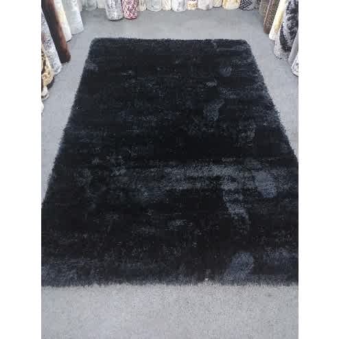 5 By 7 Ft Woolly Shaggy Black Center Rug