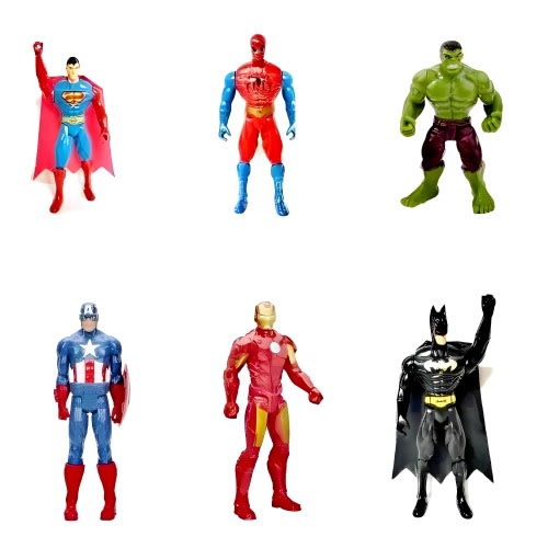 Set Of 6 Plastic Children Hero Toys