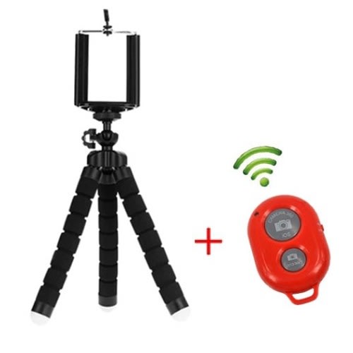 Mini Flexible Selfie Sponge Octopus Tripod With Phone Holder & Bluetooth Remote