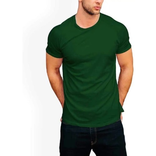 Men's Round Neck T Shirt - Deep Green