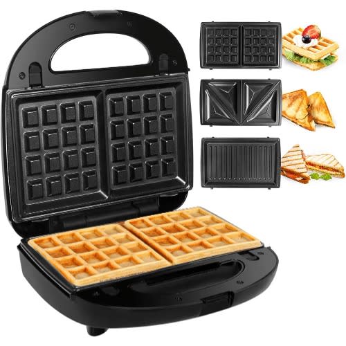 Gotoll 3-in-1Toaster & Sandwich Maker With Waffle Iron - 750W