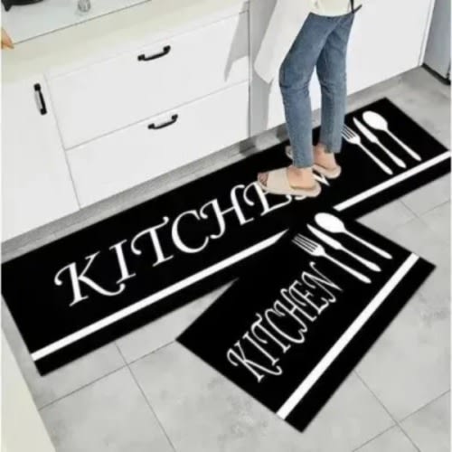 Kitchen Runner Microfiber Floor Mat Rug - Set Of 2- Large Size - Multi Colors