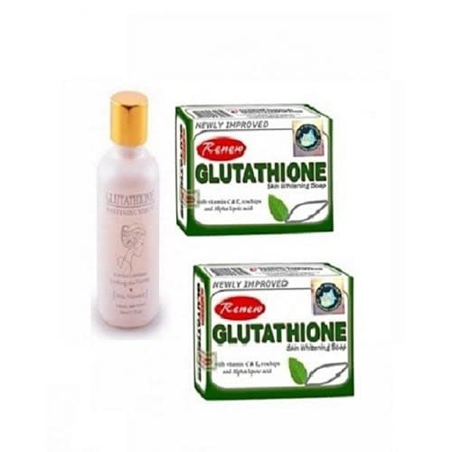 Renew Glutathione Whitening Serum + Glutathione Skin Whitening Soap - 2pcs