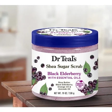 Dr Teal's Shea Sugar Body Scrub -black Elderberry With Essential Oils - 538g