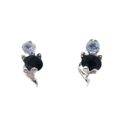 Cubic Rose Drop Earrings - Black