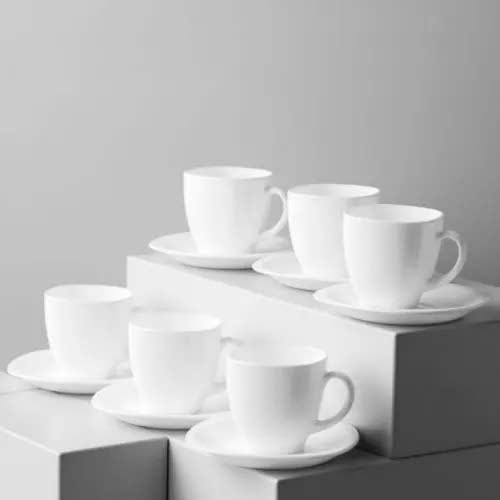 Coffee Tea Cup And Saucer - 12 Pieces.