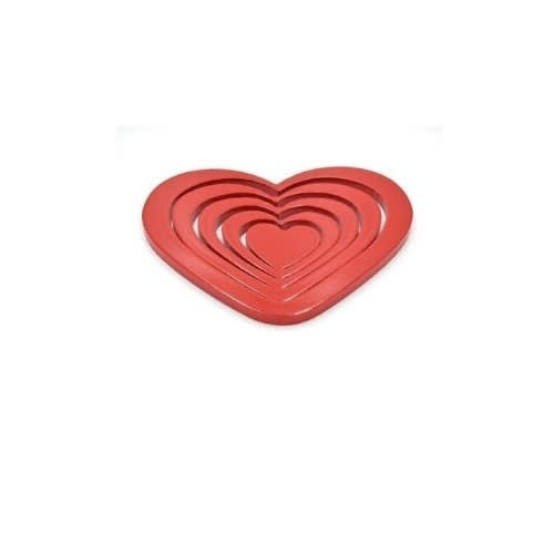 Indoor Wooden Wall Decor Heart-shaped Studio Stickers - 5pcs