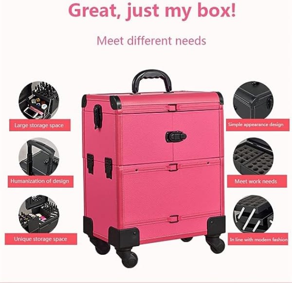 Professional Trolley Makeup Box - Pink
