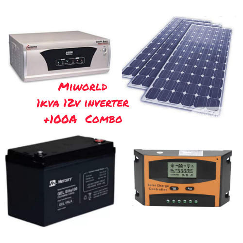 1kva 12v Inverter+100a Battery & 3 Panels