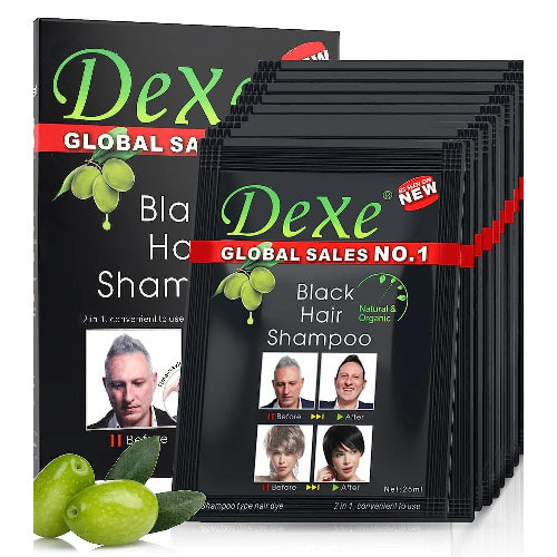 Dexe 5 Minutes Black Hair Herbal Dye Shampoo - 25ml x 10 sachets