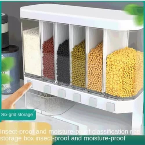 Wall Mounted Press Big Capacity Grains Cereal Dispenser Storage Box