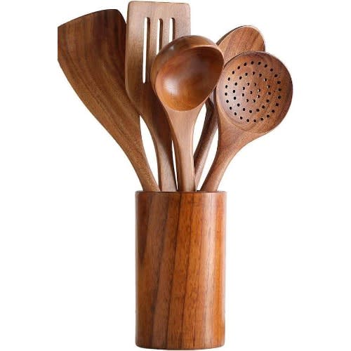 Wooden Bamboo Cooking Spoon Set - 5pcs