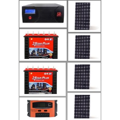 Inverter With 2 Of 220amps Batteries - 2.4kva - Controller And 4 Of 200W Solar Panels