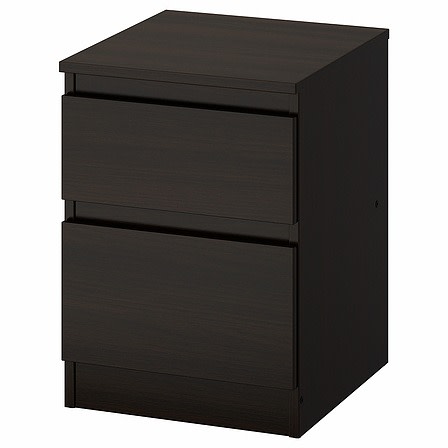 Kullen Chest Of 2 Drawers 35x49 Cm, Black-brown