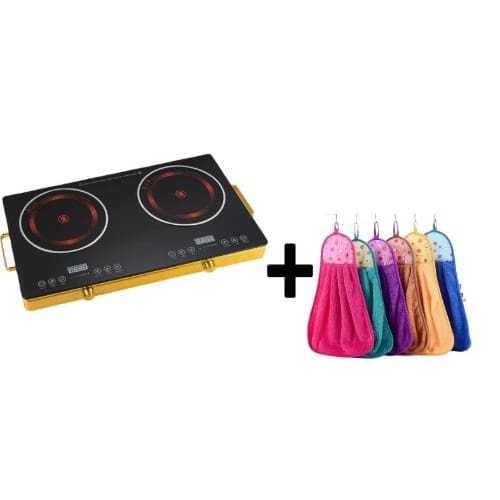 Double Burner Infrared Hot Plate - 3500W Plus Free Kitchen Towel