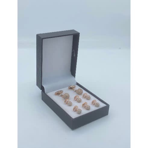 8-in-1 Studded Rose Gold Men's Cufflinks Set