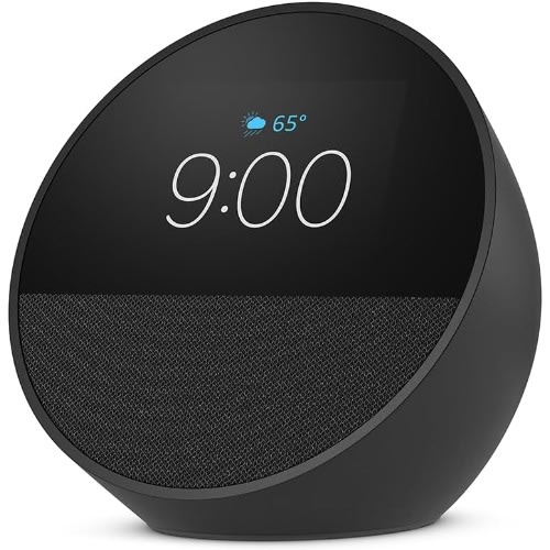 Echo Spot -2024 Release - Smart Alarm Clock With Vibrant Sound + Alexa- Black