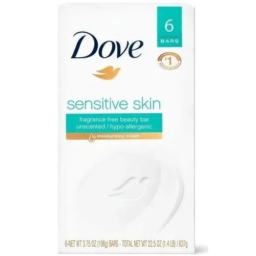 Dove Sensitive Skin Cream Bar Beauty Soap -106g X 6 Pieces