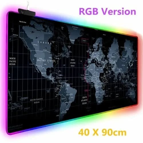 World Map Gaming Rgb Mouse Pad