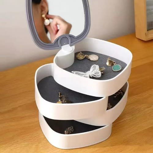 4 Layer Rotating Jewelry Box With Mirror