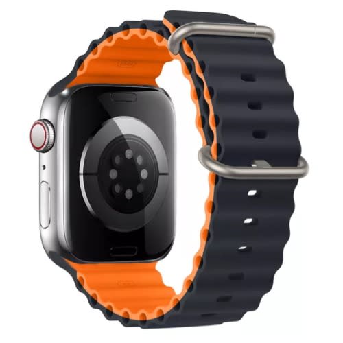 Ocean Straps For iWatch Band - Silicone Bracelet - 49mm 45mm 44mm 42mm -Midnight/Orange