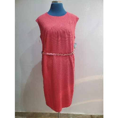 Sleeveless Midi Gown With Belt - Pink
